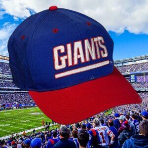 Vintage 90's KMG Pro Model New Era Blue-Red New York Giants Snapback Hat Cap